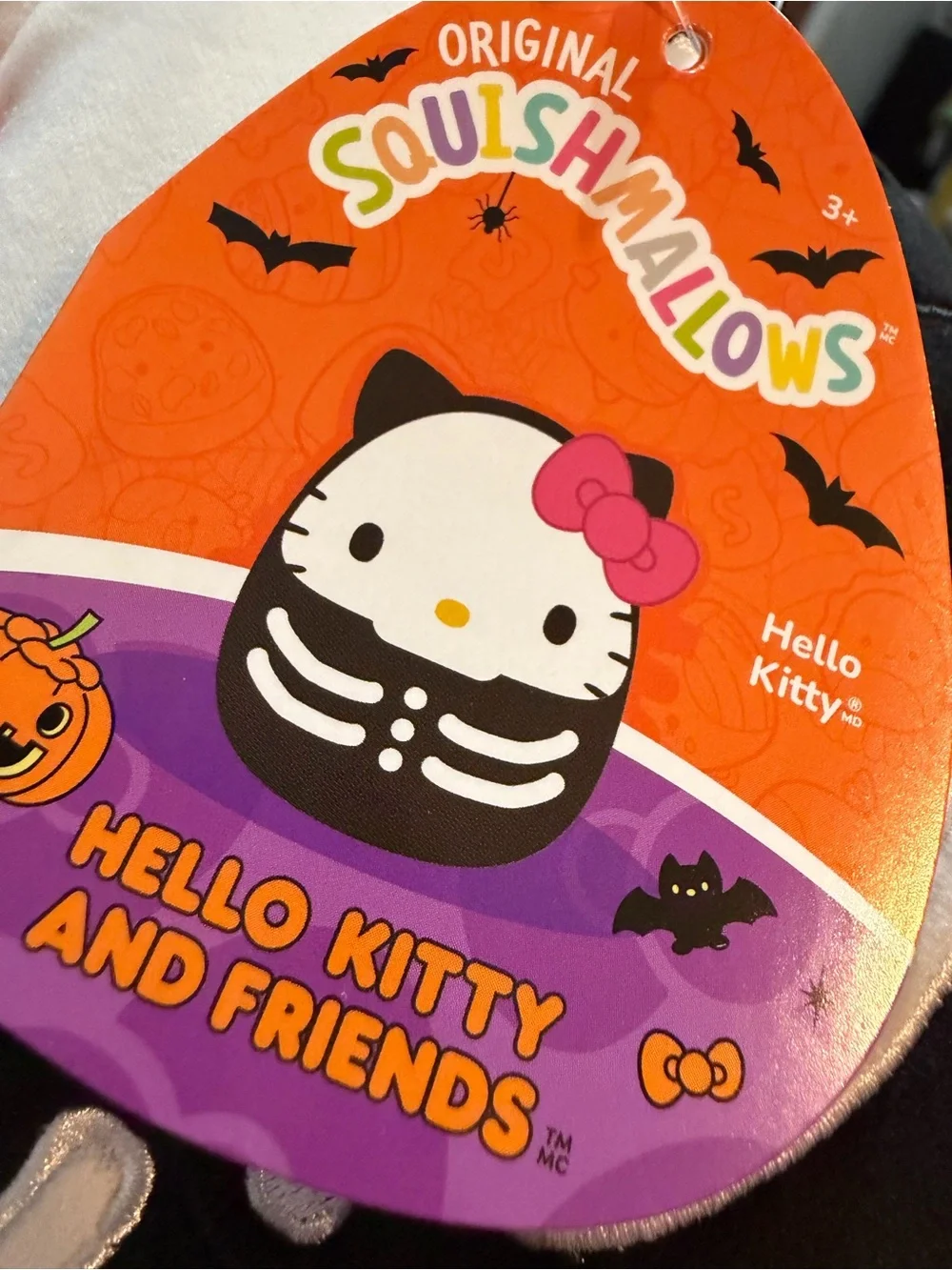 Hello Kitty Black & White Skeleton Plush Squishmallow-Style Toy